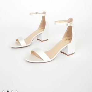 Lulus  ankle strap ivory satin heels
